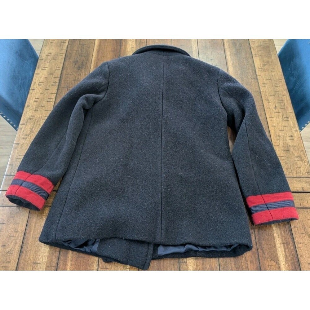 Sandro 4 Button Wool Blend Pea Coat W/ Varsity Cuffs Women's Size 38 Bulgarian - Picture 13 of 13